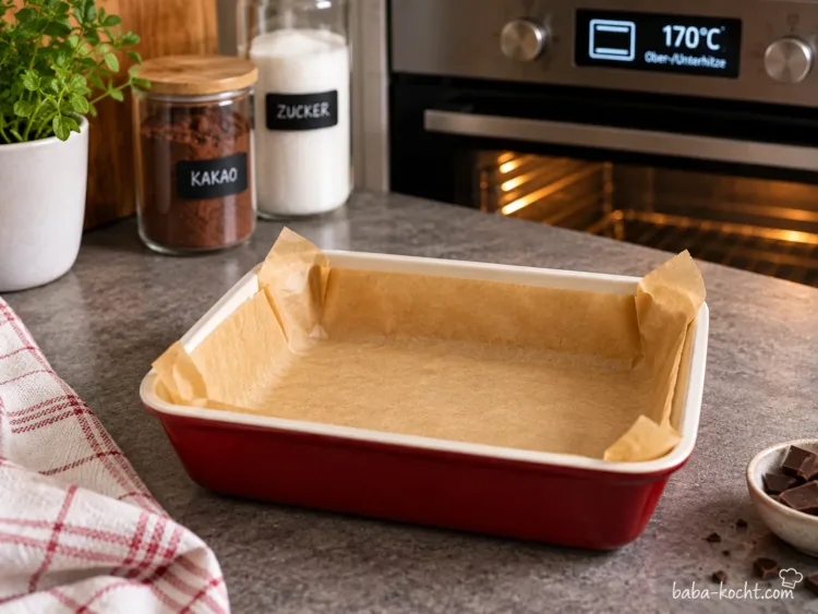Backofen und Form vorbereiten – Saftiger türkischer Schokokuchen mit Schokosoße