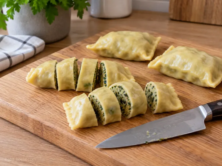 Maultaschen vorbereiten – Maultaschen-Auflauf Maultaschen vorbereiten – Maultaschen-Auflauf