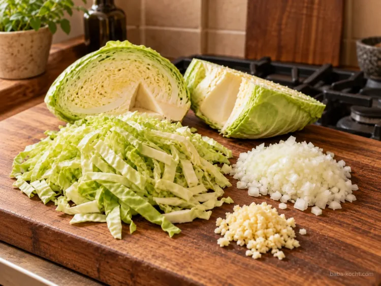Spitzkohl vorbereiten – Spitzkohl-Hackfleisch-Pfanne