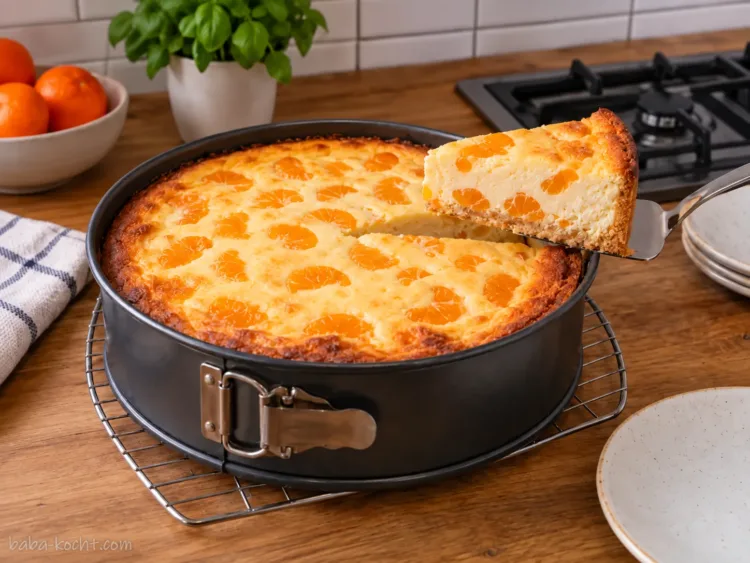 Vollständig fest werden lassen – Käsekuchen mit Mandarinen
