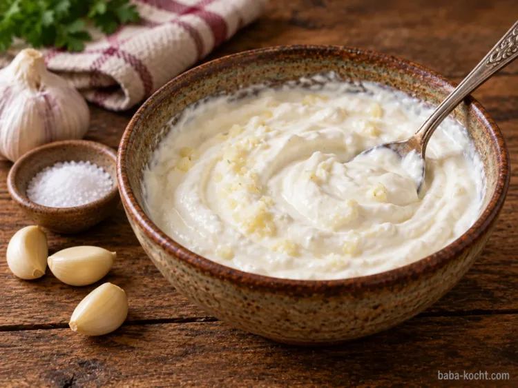 Knoblauchjoghurt anrühren – Kayseri Yağlaması