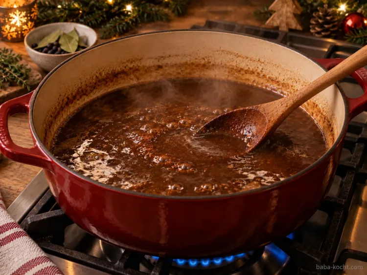 Bratensoße einkochen – Rinderbraten aus dem Backofen