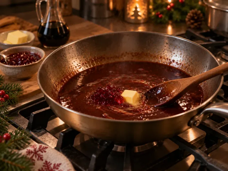 Soße fertigstellen – Entenbrust im Backofen Soße fertigstellen – Entenbrust im Backofen
