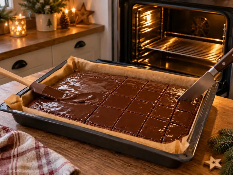 Glasieren und schneiden – Gewürzkuchen Glasieren und schneiden – Gewürzkuchen