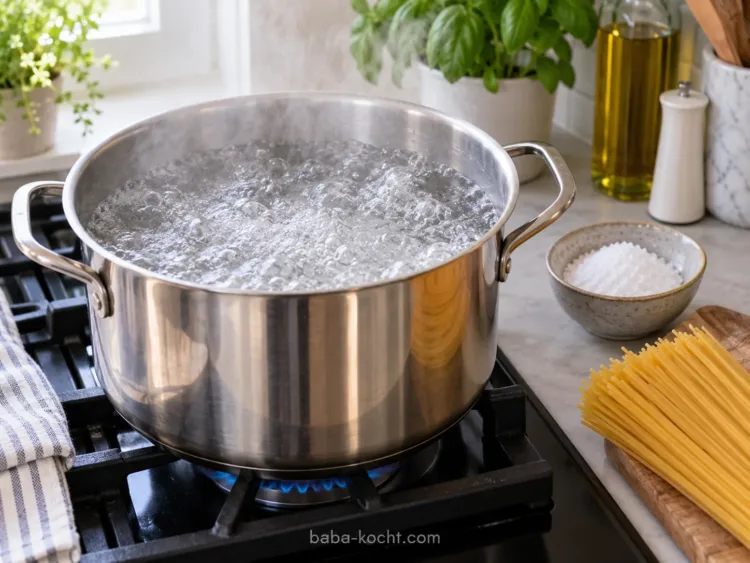 Nudelwasser aufsetzen – Spaghetti mit Tomatensoße Nudelwasser aufsetzen – Spaghetti mit Tomatensoße