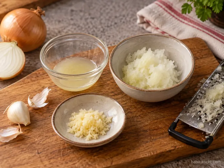 Zwiebel und Knoblauch vorbereiten – Çiğ Köfte