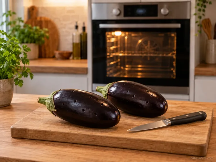 Auberginen vorbereiten – Baba Ganoush