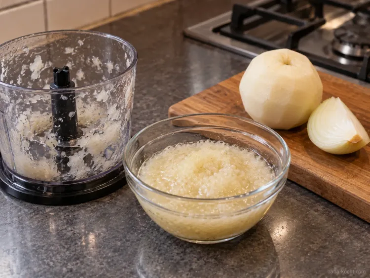 Nashi-Birne und Zwiebel vorbereiten – Bulgogi Nashi-Birne und Zwiebel vorbereiten – Bulgogi