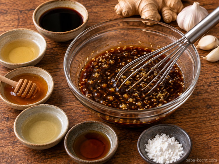 Sauce anrühren – Chicken Teriyaki mit Reis Sauce anrühren – Chicken Teriyaki mit Reis