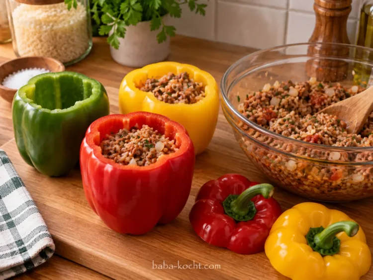 Paprika füllen – Gefüllte Paprika mit Rinderhack Paprika füllen – Gefüllte Paprika mit Rinderhack