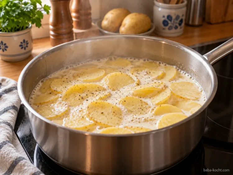 Kartoffeln kurz vorgaren – Kartoffelgratin