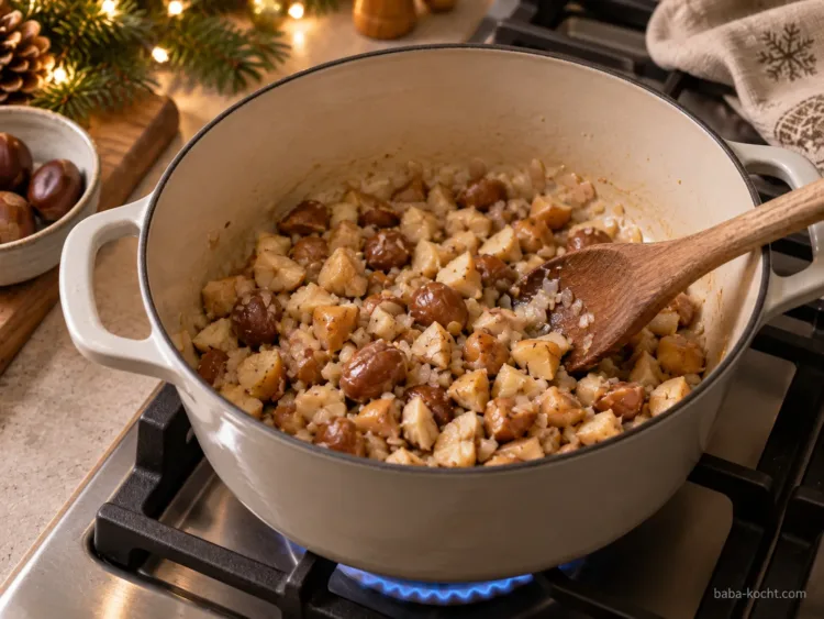 Maronen mitdünsten – Maronensuppe Maronen mitdünsten – Maronensuppe