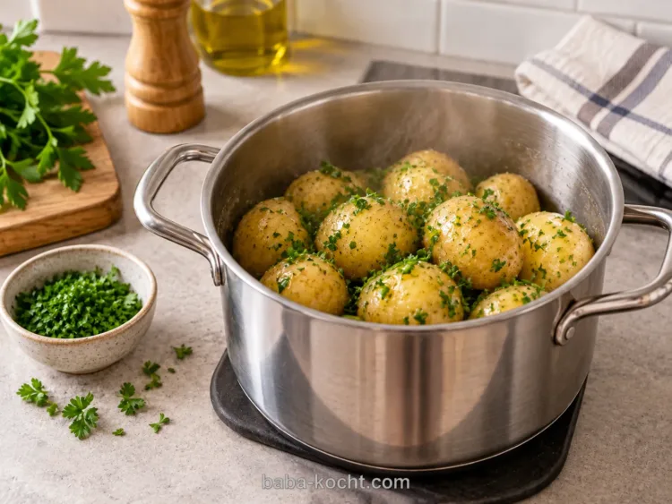 Kartoffeln fertigstellen – Ofenlachs mit Kochkartoffeln