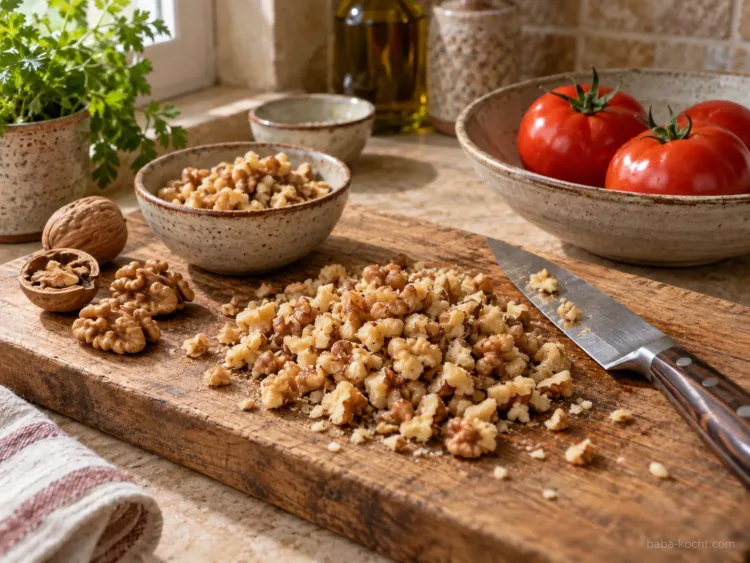 Walnüsse vorbereiten – Gavurdağı Salatası Walnüsse vorbereiten – Gavurdağı Salatası