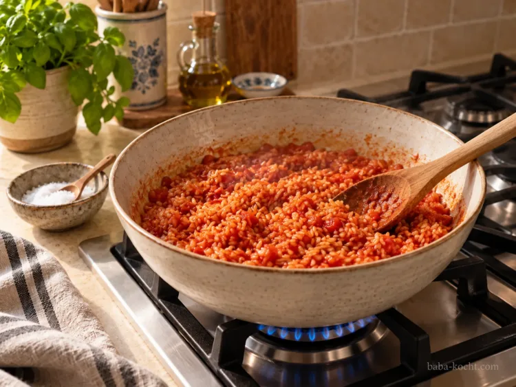 Reis anrösten – Tomatenreis Reis anrösten – Tomatenreis