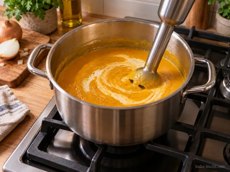 Kürbissuppe fein pürieren – Hokkaido Kürbissuppe