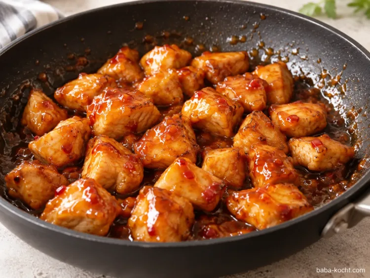 Sauce unterheben – Sweet Chili Crispy Chicken Bowl Sauce unterheben – Sweet Chili Crispy Chicken Bowl