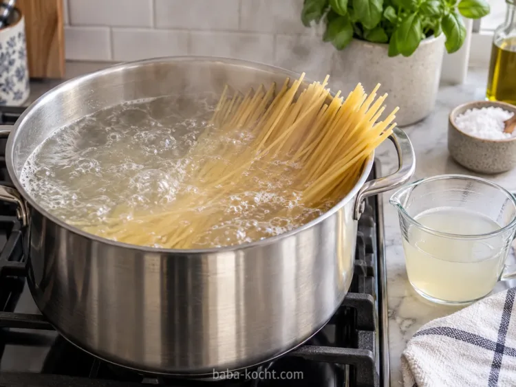 Spaghetti knapp al dente kochen – Spaghetti mit Tomatensoße Spaghetti knapp al dente kochen – Spaghetti mit Tomatensoße
