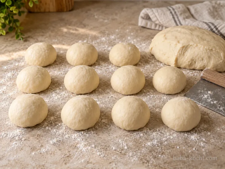 Teig portionieren – Peynirli Poğaça Teig portionieren – Peynirli Poğaça