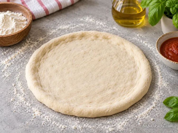 Pizza formen – Einfacher Pizzateig mit Trockenhefe