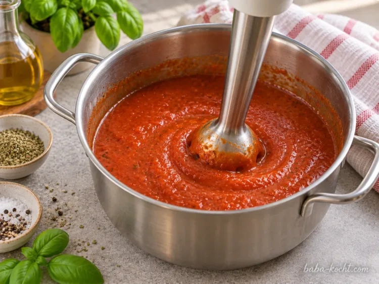 Pürieren – Aromatische Pizzasoße Pürieren – Aromatische Pizzasoße