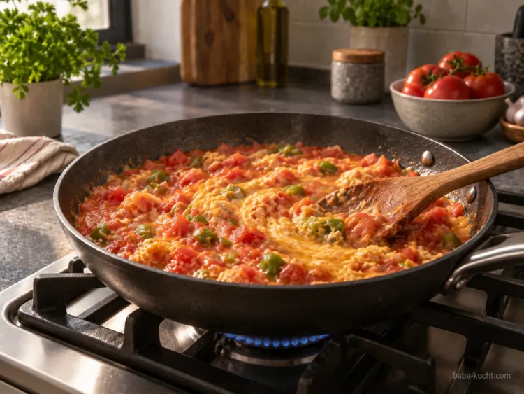 Menemen cremig garen – Menemen mit Zwiebel Menemen cremig garen – Menemen mit Zwiebel