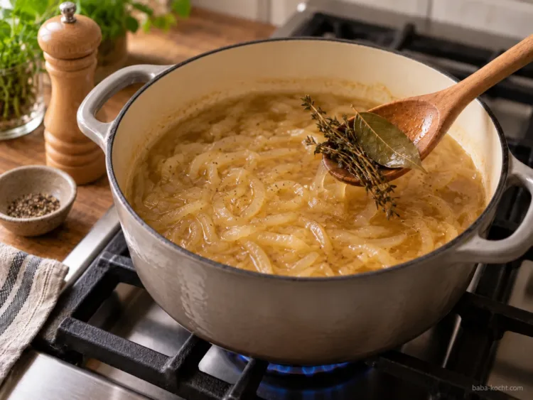 Suppe abschmecken – Zwiebelsuppe