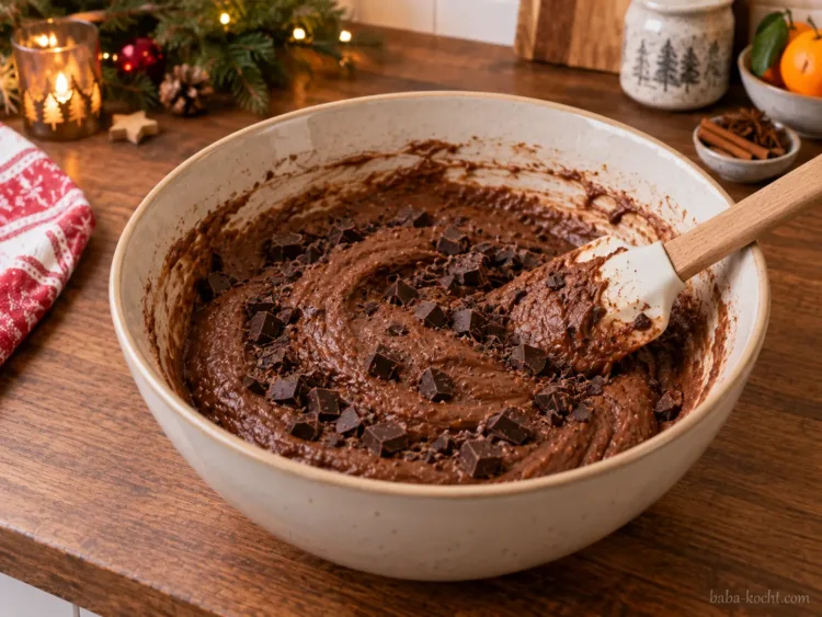 Schokolade unterheben – Glühweinkuchen vom Blech