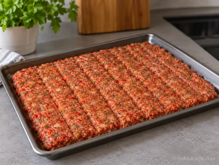Kebap formen und einschneiden – Adana Kebap Kebap formen und einschneiden – Adana Kebap