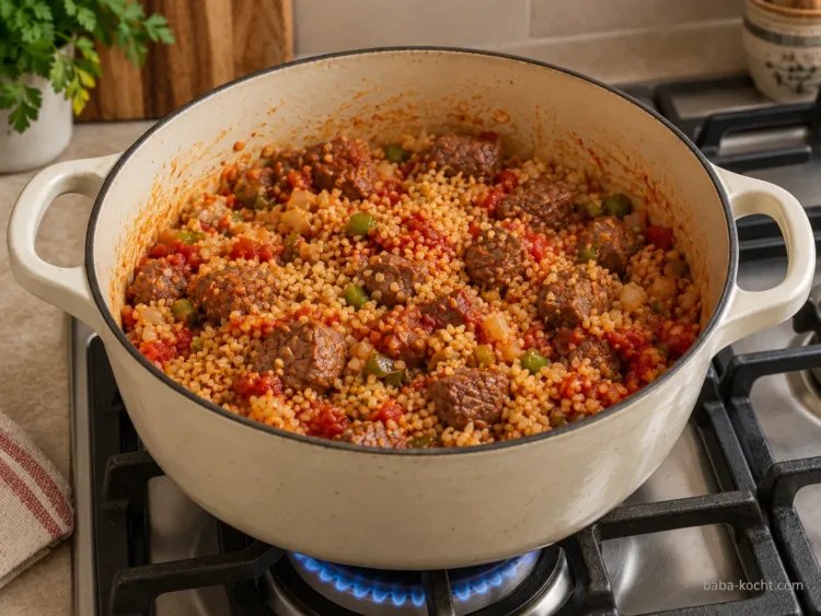 Bulgur kurz mitrösten – Bulgur Pilavı mit Rindfleisch und Tomaten Bulgur kurz mitrösten – Bulgur Pilavı mit Rindfleisch und Tomaten