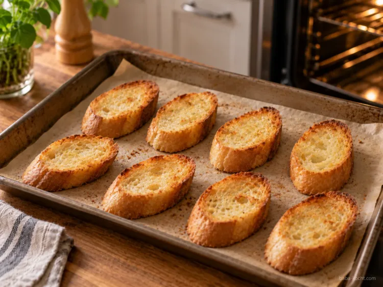 Baguette rösten – Zwiebelsuppe