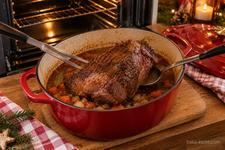 Braten wenden – Rinderbraten aus dem Backofen
