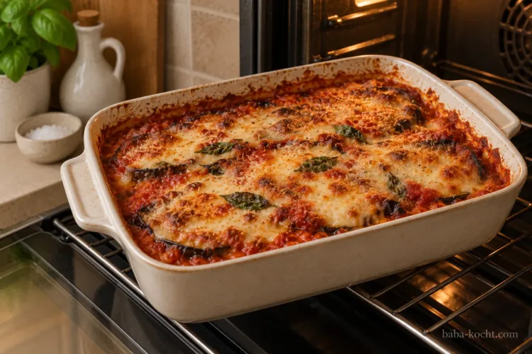 Parmigiana di Melanzane im Backofen goldbraun backen