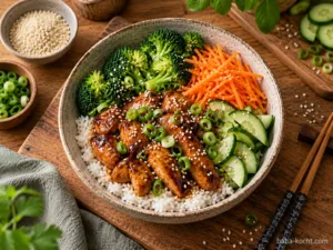Teriyaki Hähnchen Bowl mit Jasminreis