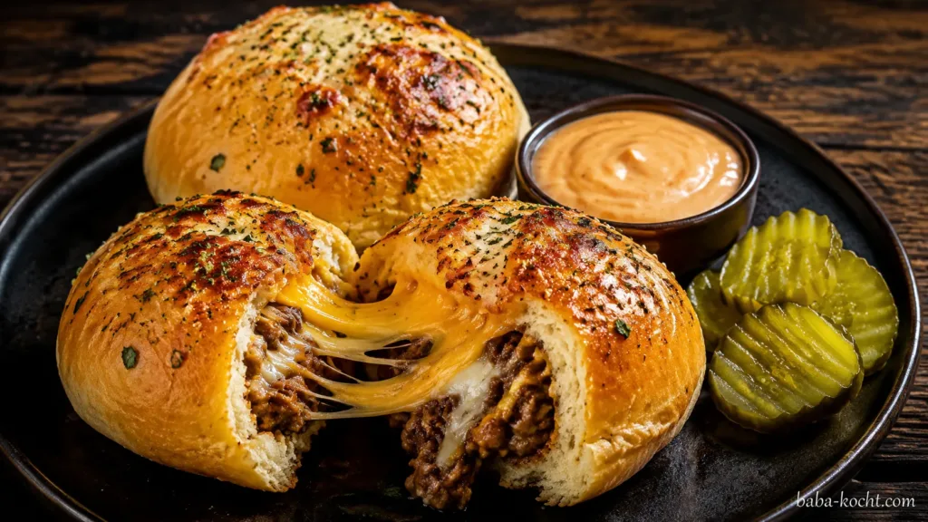 Knoblauch Pizza Käse Cheeseburger Bomben