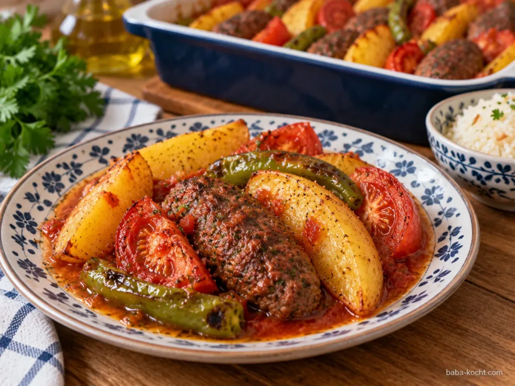 Izmir Köfte – türkische Köfte mit Kartoffeln in Tomatensoße
