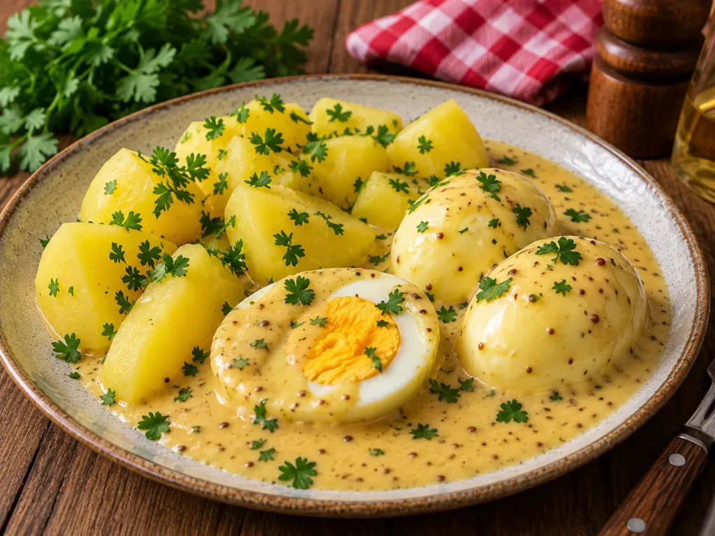 Senfeier mit Kartoffeln nach DDR-Art