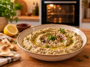 Baba Ganoush Rezept – cremiger Auberginen-Dip aus dem Ofen