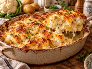 Blumenkohl-Auflauf mit Kartoffeln & Käse