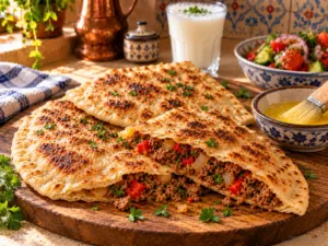 Gözleme mit Hackfleisch – türkische Fladenbrote aus der Pfanne