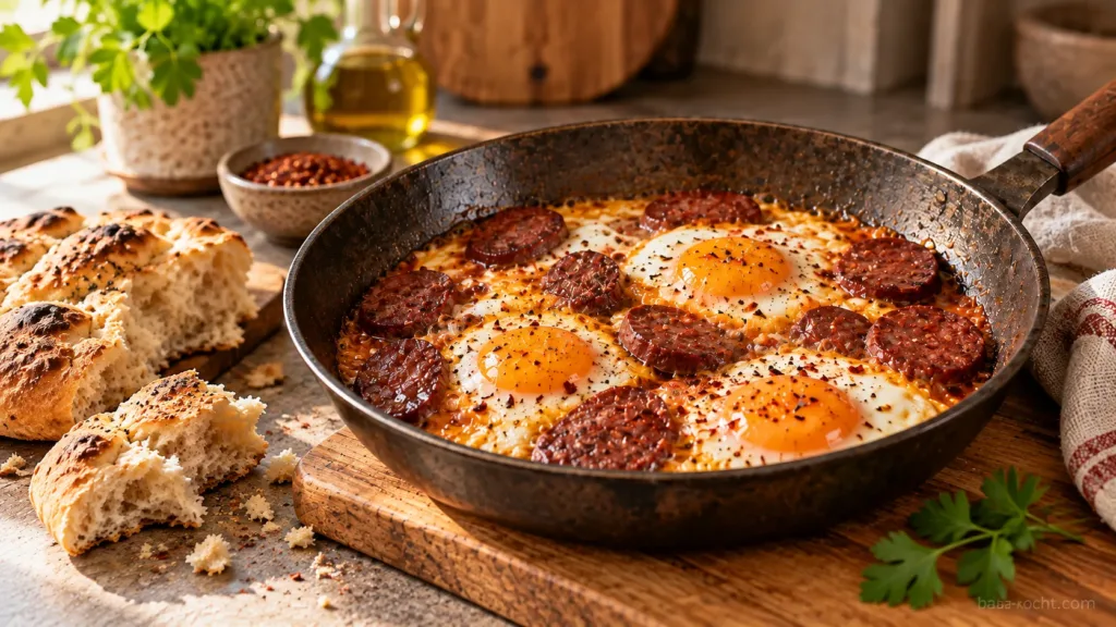 Sucuklu Yumurta – türkische Eier mit Rindersucuk