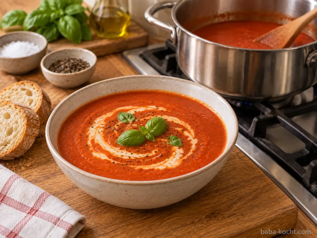 Tomatensuppe mit passierten Tomaten – einfach & cremig