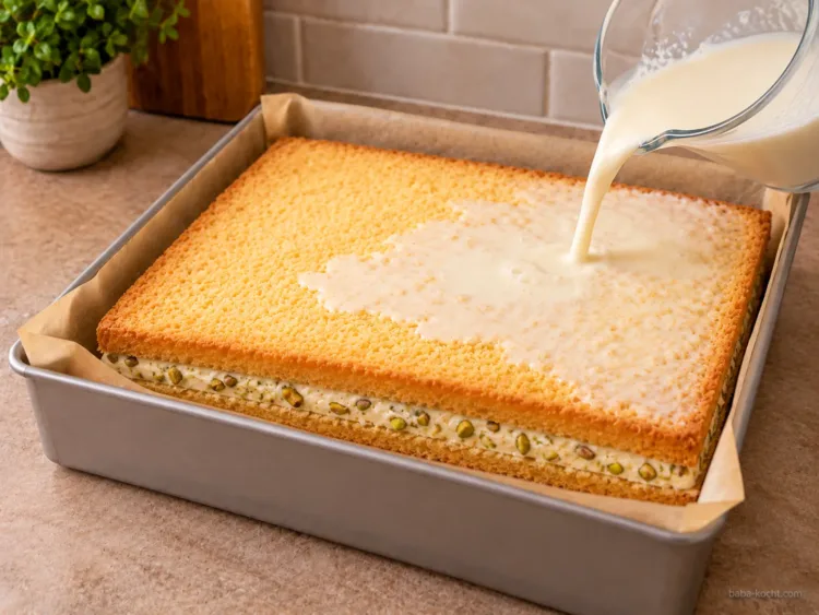 Zweiten Boden auflegen – Kalte Baklava-Torte mit Pistazien