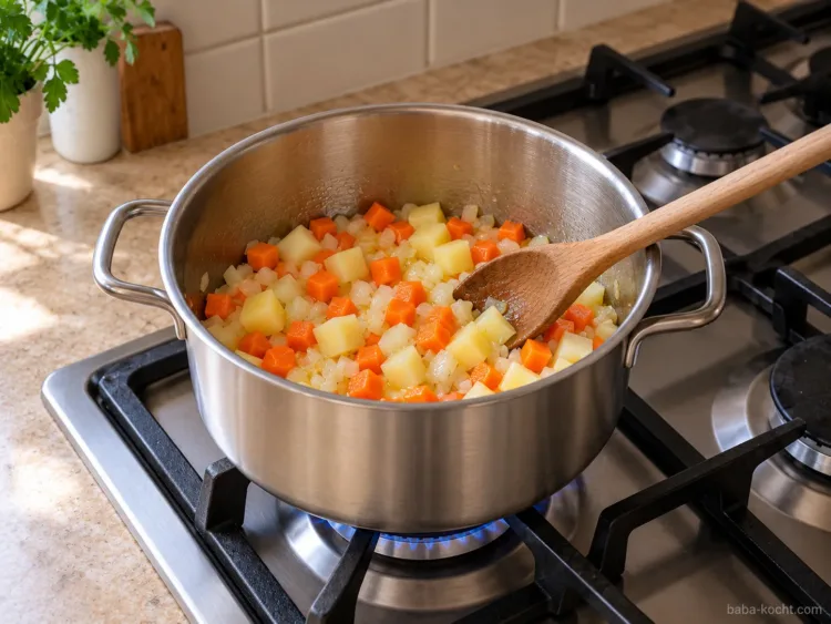 Gemüse anschwitzen – Mercimek Çorbası
