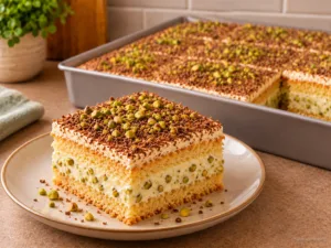 Kalte Baklava-Torte mit Pistazien – saftig und cremig